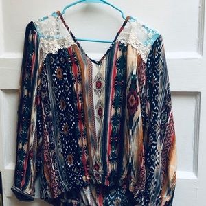 Open back patterned shirt